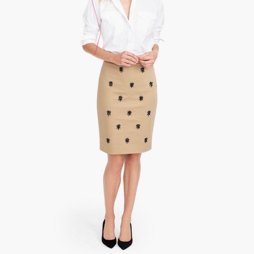 NWT J. Crew No. 2 Pencil Skirt in Embellished Jeweled Stretch Chino 8